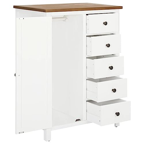Solid Oak Wood Wardrobe with Hanging Rod and Drawers U576199