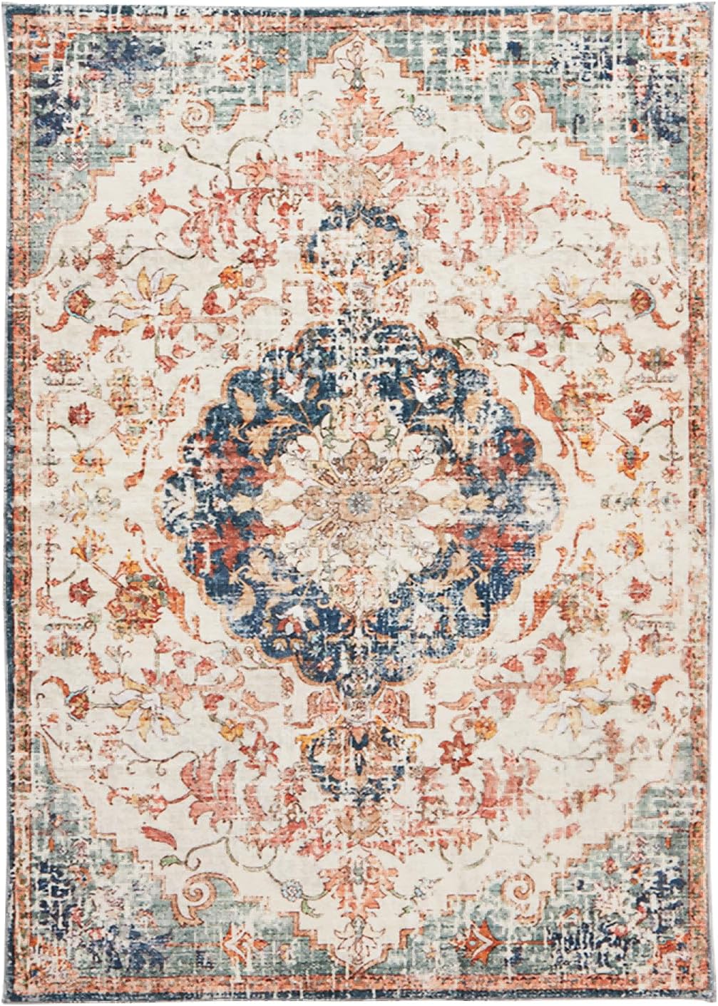 Large Washable Area Rug for Living Room 5x7, Boho Non Slip Low Pile Carpet C889