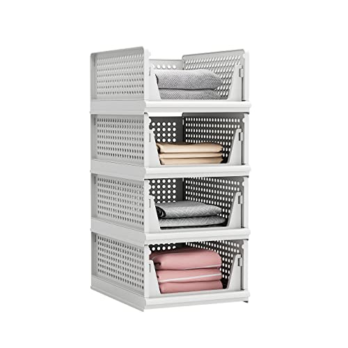 Stackable Plastic Storage Basket Closet Organizer Bin N733470