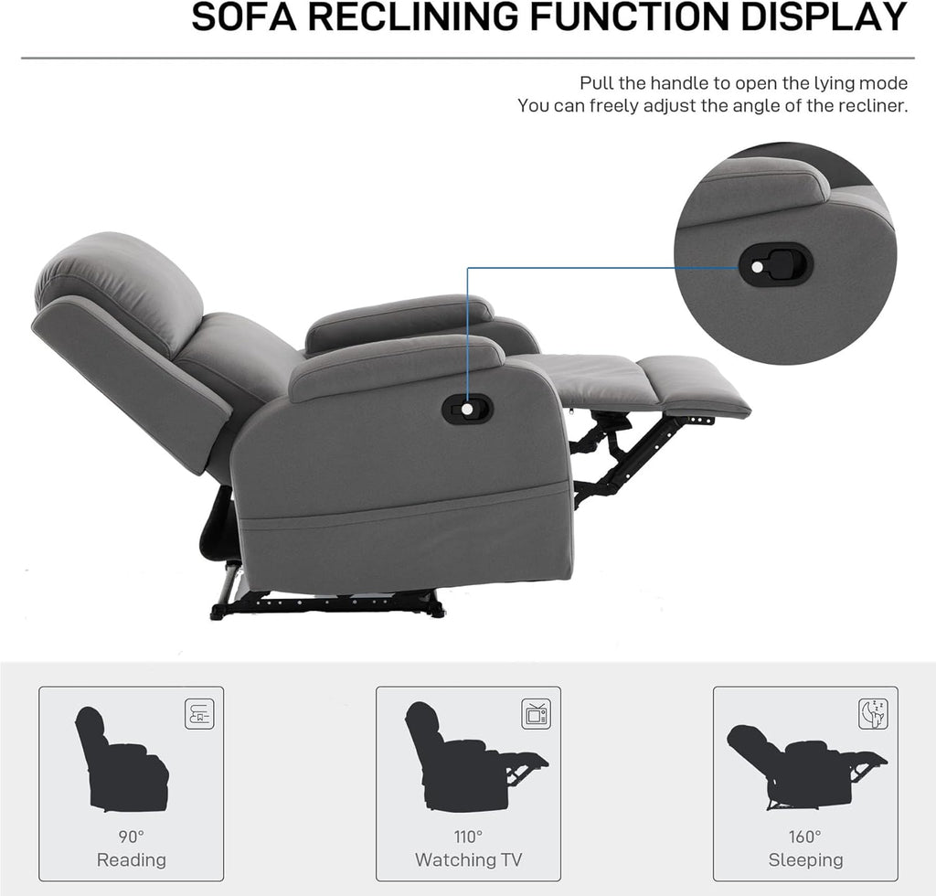 Lazy Boy Leather Recliner Chair for Adults with Adjustable Backrest N3274