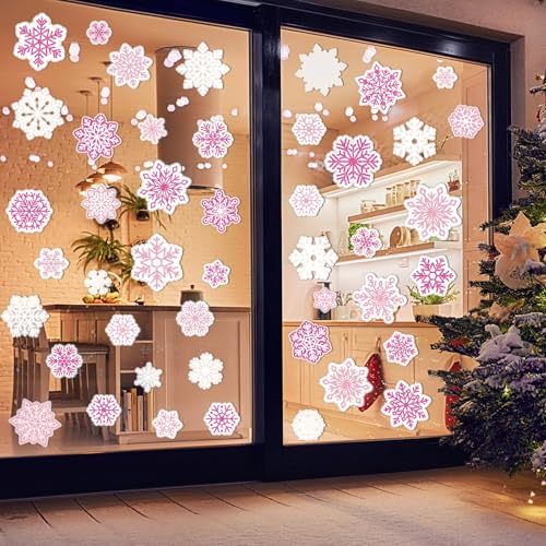 Pickmesh 45 Pcs Christmas Snowflake Window Gel Clings Removable Reusable U3538
