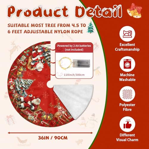Christmas Tree Skirt 36 Inch with Snowman Reindeer Santa Snowflake L183244