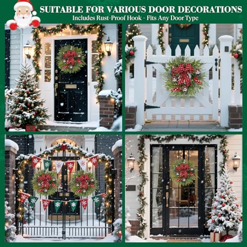 24 Inch Christmas Wreath with Red Bow for Front Door C225