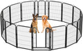 Metal Dog Playpen 40 Inch Height 16 Panels Indoor Outdoor Black-Silver W932257