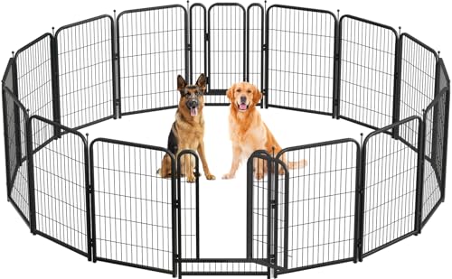 Metal Dog Playpen 40 Inch Height 16 Panels Indoor Outdoor Black-Silver W932257