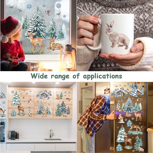 94Pcs Christmas Window Decals - Tree & Reindeer Stickers for Glass L87822