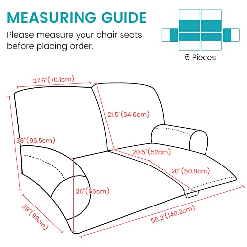 Loveseat Recliner Slipcover with Side Pocket, Stretch Elastic Furniture Protector E391952