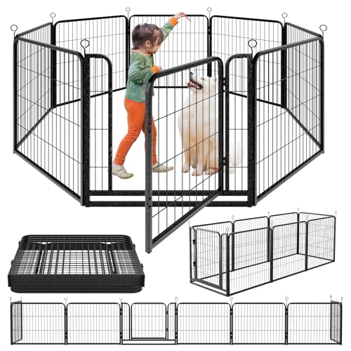 Dog Playpen Outdoor Extra Wide 12 Panels Heavy Duty 40" Height with Doors Portable G77703
