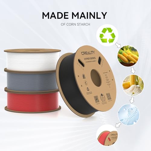 Creality Hyper PLA Filament 1.75mm High Speed 3D Printer Filament, 4 Pack 1kg Spool, Black & White K3786