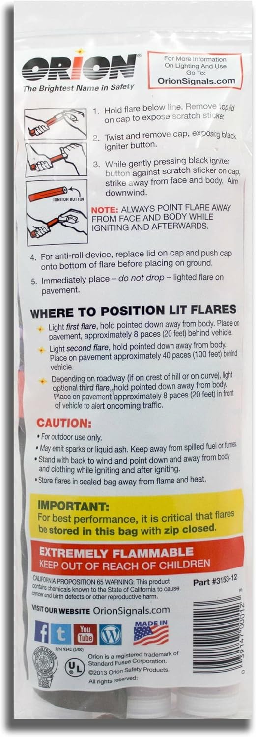 3 Pack High Visibility 15-Minute Safety Flares K982980
