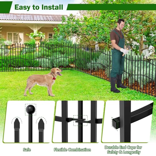 8 Panels Tall No Dig Garden Fence 40in H x 18ft L Rustproof Metal Barrier H7450
