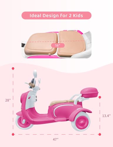 Kids Electric Motorcycle 3-Wheel 12V Ride On Scooter for Girls Ages 3-6 Pink Z596