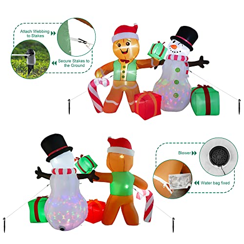 COOLWUFAN 6 FT Christmas Inflatables Santa Claus with Gifts Bag, LED Lights Outdoor Yard Decoration T979