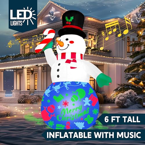 Joiedomi 6 FT Tall Christmas Inflatables Snowman with Built-in LEDs U780