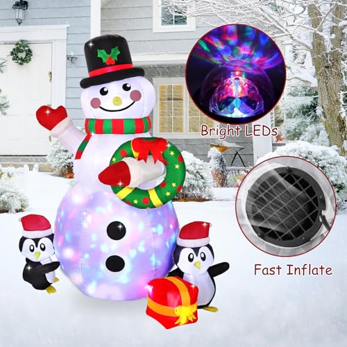 LOMOHOO 7FT Christmas Inflatable Snowman with LED Lights X50095
