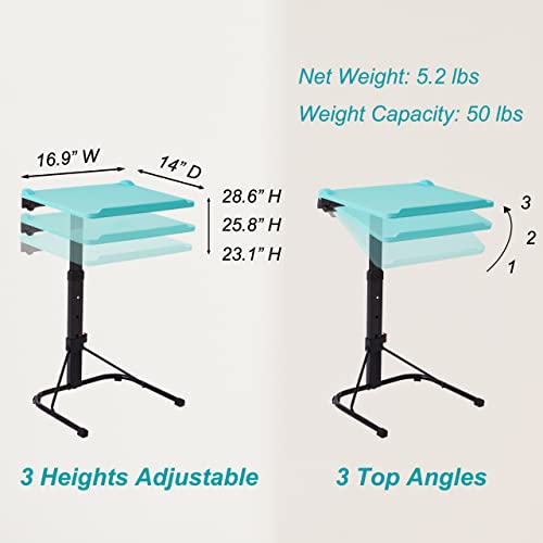 Folding TV Tray Table, Adjustable, Light Blue U87008