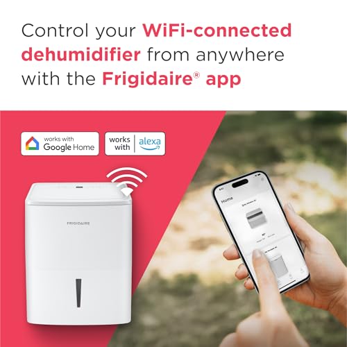 Frigidaire 50-Pint Portable Dehumidifier with Wi-Fi for Medium/Large Rooms, White Q334986