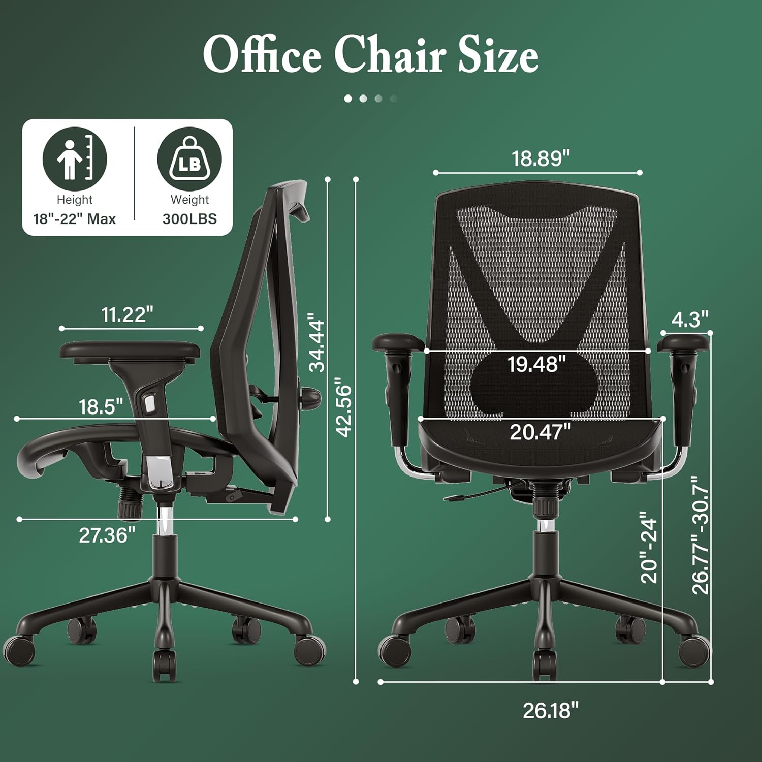 K095 Executive Office Chair, Ergonomic High Back with Adjustable Lumbar Support A645495