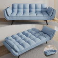 74" Modern Velvet Convertible Sleeper Folding Futon Couch Sofa Bed Adjustable Backrest Memory Foam Couch Double Loveseat Sofa for Compact Living Space,Dorm,Game Studio, Apartment, Bedroom (Black)