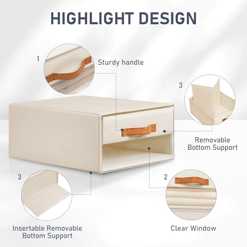 DIMJ Closet Organizers and Storage - Fabric Bins with Drawers, Stackable, 4-Pack, Grey G8366