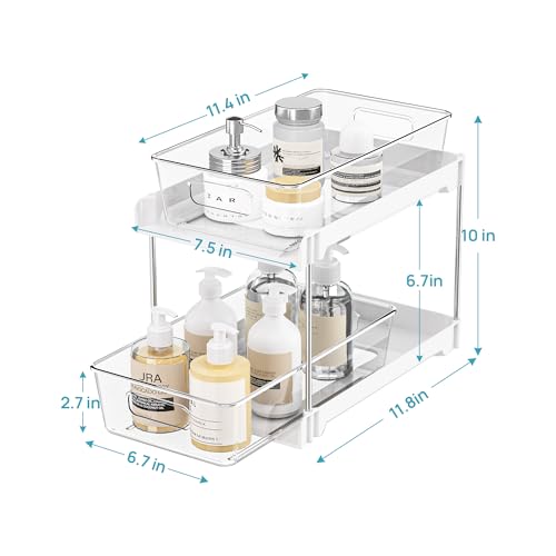 Vtopmart 4 Pack 2 Tier Clear Under Sink Organizer with Pull-Out Track E175