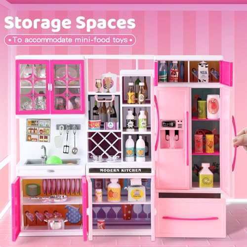 Pink Kitchen Toys with Lights Sounds for Kids Ages 4-8 I936392