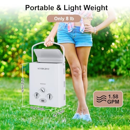Portable Propane Tankless Water Heater 1.58 GPM with LED Display for RV Camping Shower L381968