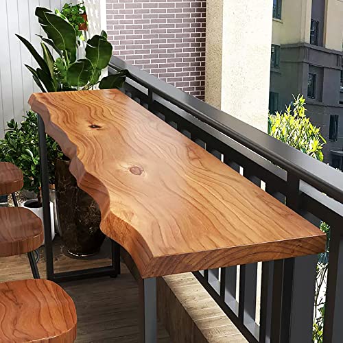 Industrial Bar Table Solid Wood Live Edge Dining Table with 4 Stools, Brown F453845