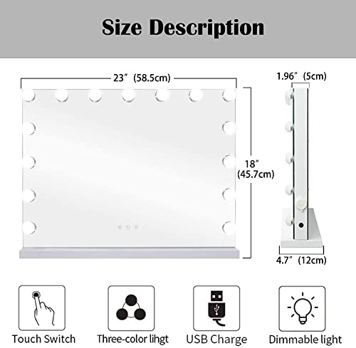 Zdorzi 31.5"x 23.6" Wall-Mounted Vanity Mirror with Lights, Dimmable LED, White W46497