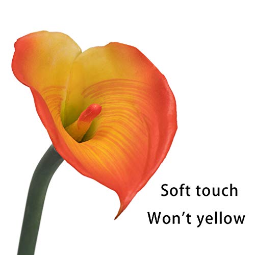 Artificial Flowers Calla Lily 25.6" Latex Bouquet 5 Pcs Yellow N107