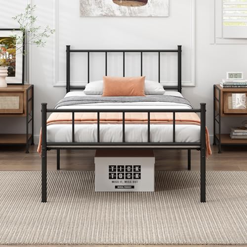 Full Bed Frame Metal Platform Bed with Steel Slat Support F6304
