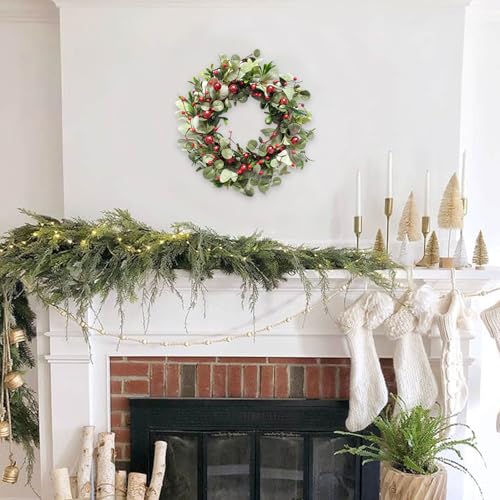 idyllic 22 Inch Artificial Christmas Wreath with Red Berry for Front Door C41701