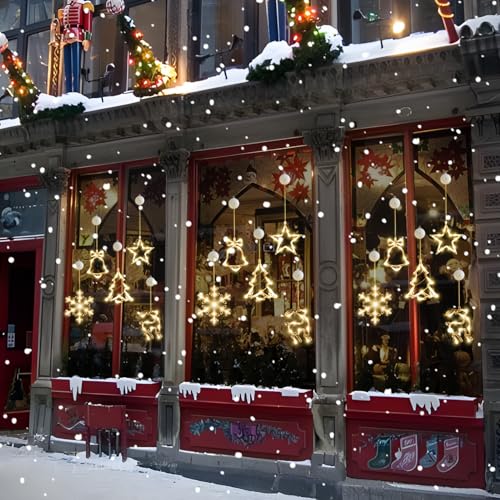5Pack Christmas Window Lights Snowflake LED with Timer Battery Powered U214