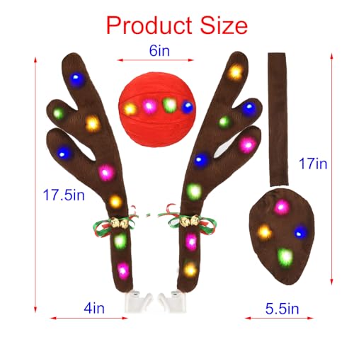 Rudolph Reindeer Vehicle Kit with Antlers, Nose, Bells & Tail for Truck O65053