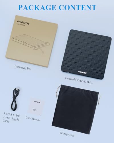 External CD DVD Drive for Laptop, USB 3.0 Type-C, Slim Portable Burner T70166