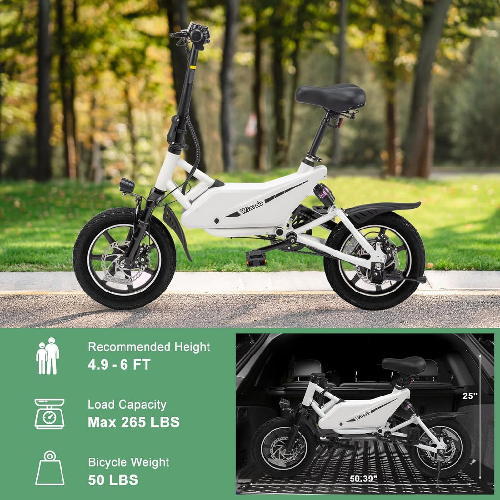 Winado 14" 350W Folding Electric Bike for Adults with Pedal and Dual Disc Brakes L805018