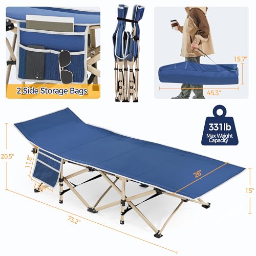 Yaheetech Folding Camping Cot, Portable Military Canvas Sleeping Bed with Carry Bag B4383