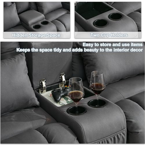 SAMERY 65.5" RV Loveseat Recliner with Console, Beige M86126
