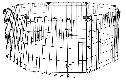 Amazon Basics Foldable Octagonal Metal Dog Playpen, Extra Large, Black G18040