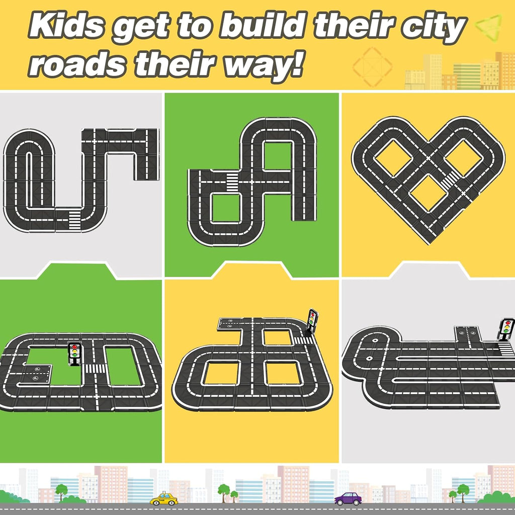 Magnetic Tiles City Road Set Kids Toys Sensory Games for 3 Year Old Boys and Girls E883082