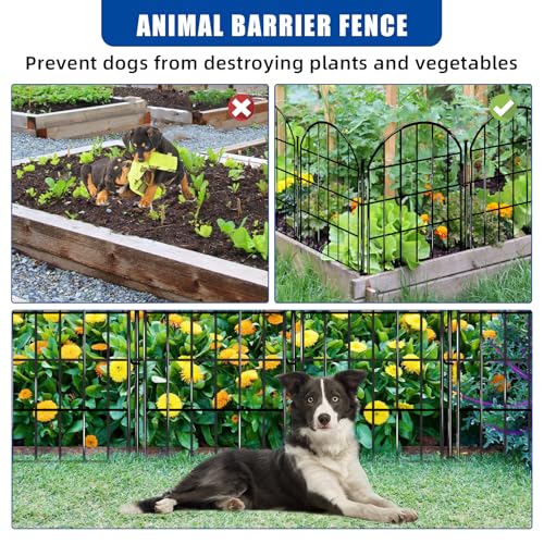 26 Pack Decorative Garden Fence, 22in x 28ft Arched No Dig Border, Rustproof Metal Animal Barrier N93965