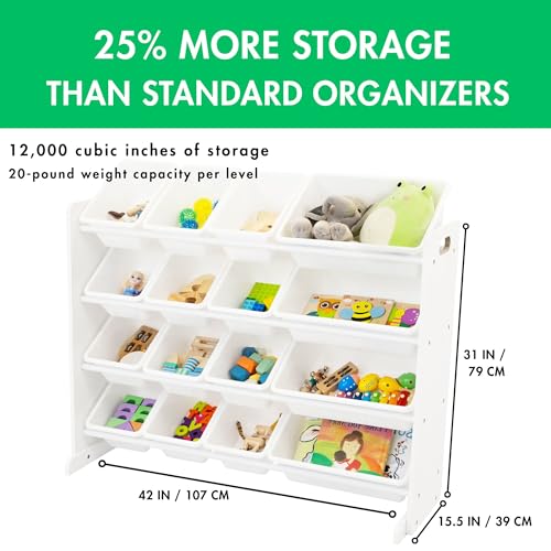 Humble Crew Supersized Toy Storage Organizer with 16 Removable Bins, Grey/White D772791
