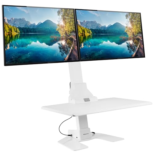 Mount-It! Electric Standing Desk Converter - Motorized Sit-Stand Desk Riser with Monitor Mount, 32" V46023