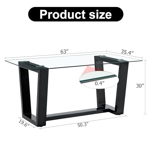 Glass Dining Table Set for 6 with Black Pedestal L132557