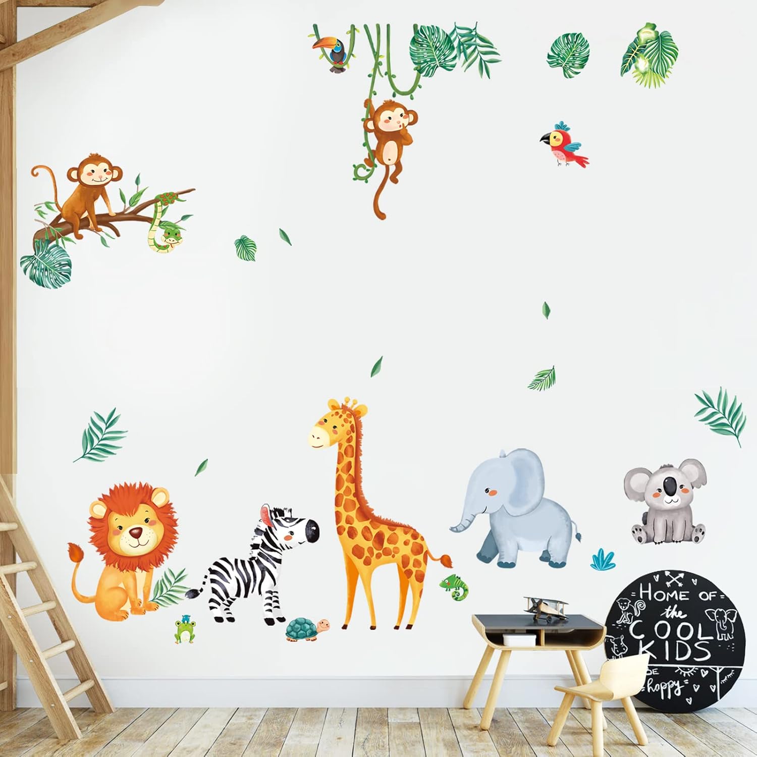 Jungle Animals Wall Decals Monkey Giraffe Elephant Stickers for Kids Room Decor T235