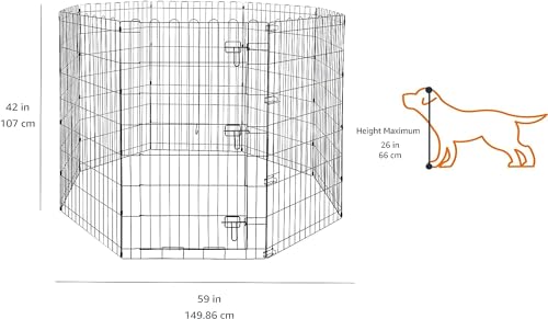 Amazon Basics Foldable Octagonal Metal Dog Playpen, Extra Large, Black G18040