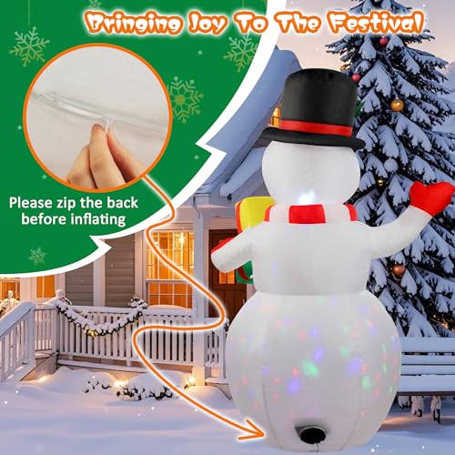 5ft Inflatable Snowman with 360° Rotating LED Lights for Christmas Yard Decoration G7427