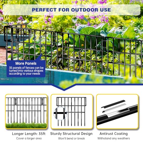 35 Panels Garden Fence Animal Barrier, 38ft x 13in No Dig Rustproof Metal Outdoor Wire Fencing E53834