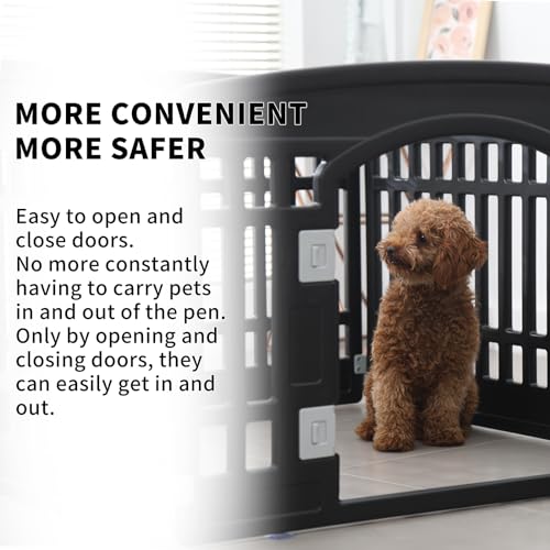 Pet Playpen for Dogs Heavy Plastic Exercise Pen Indoor Outdoor Folding Cage 6 Panels White L83956