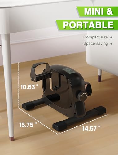 Under Desk Bike Pedal Exerciser for Arm and Leg Exercise Portable Mini Exercise Bike C6356